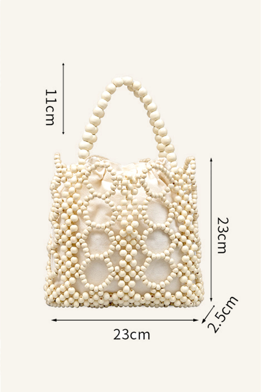 Wooden Bead Drawstring Tote Bag