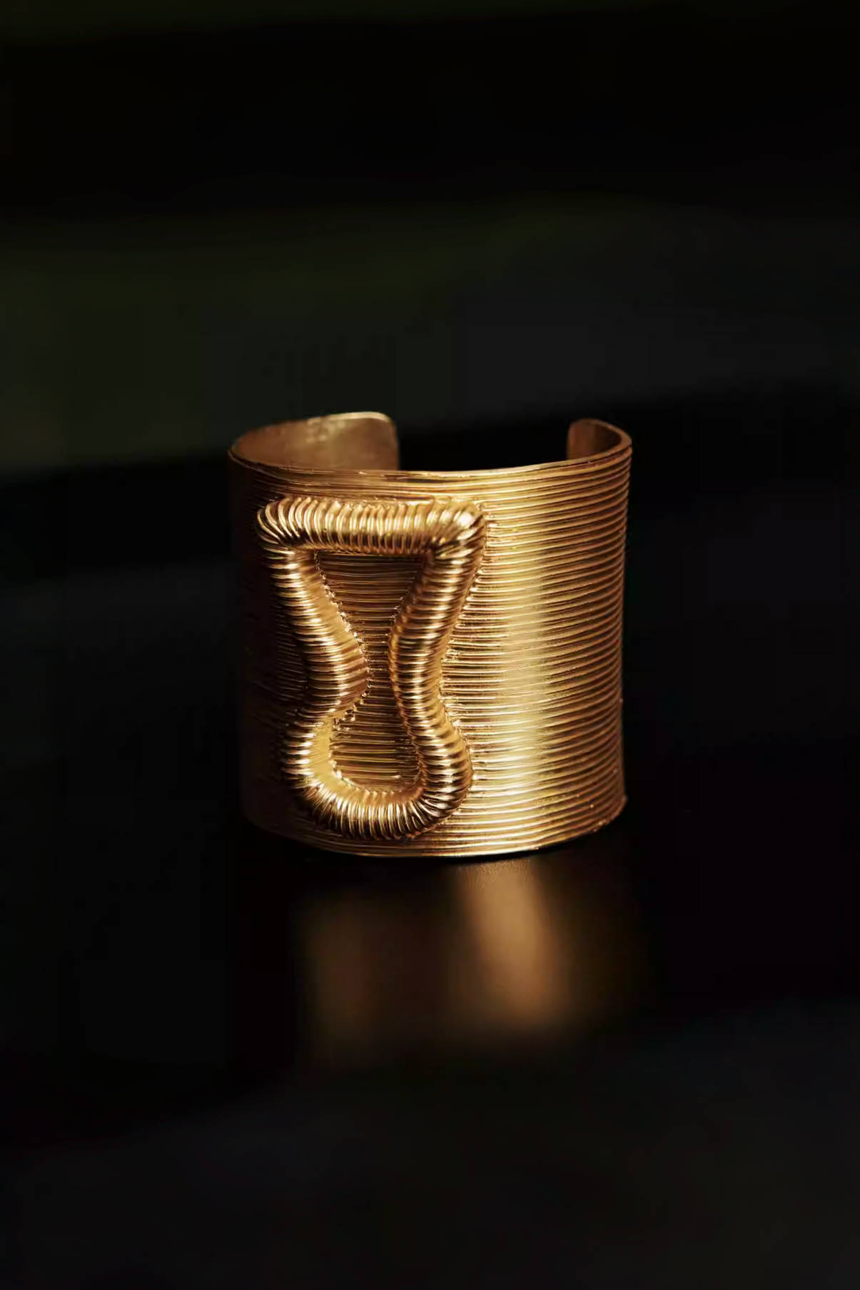 KeyHole Textured Wide Cuff Bracelet