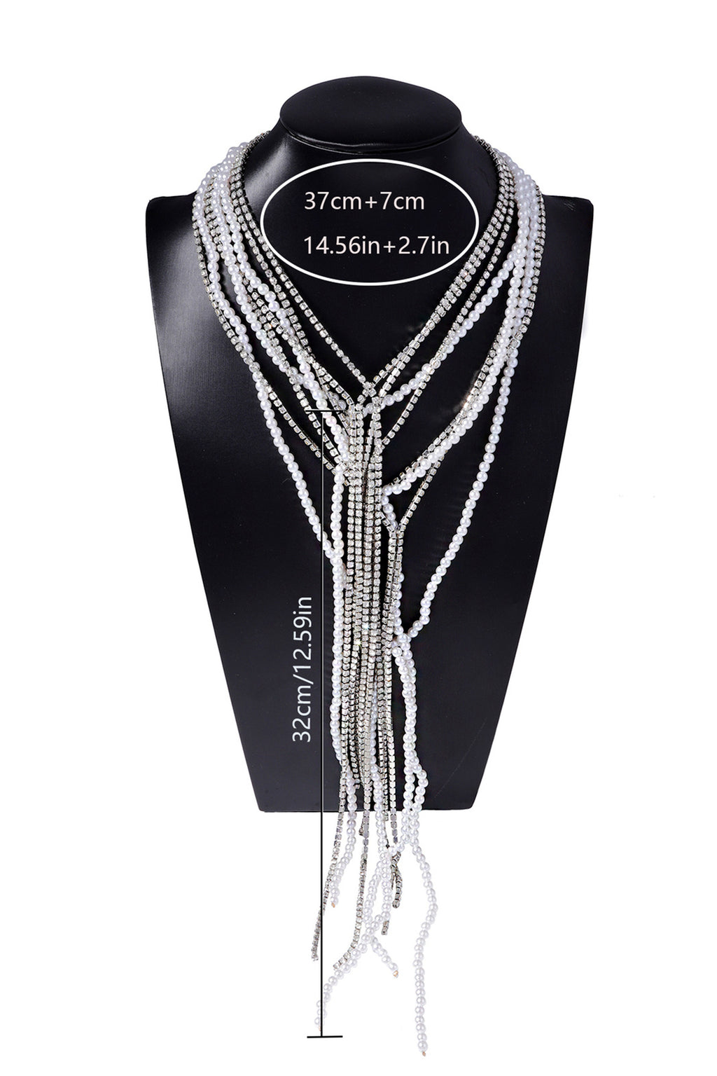 Pearl Rhinestone Multi Strand Necklace