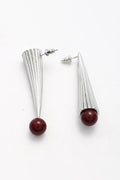 Red Agate Striped Metal Earrings