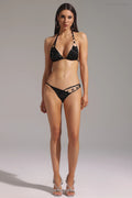 Celia Black Lace up Backless Bikini Swimwear Set