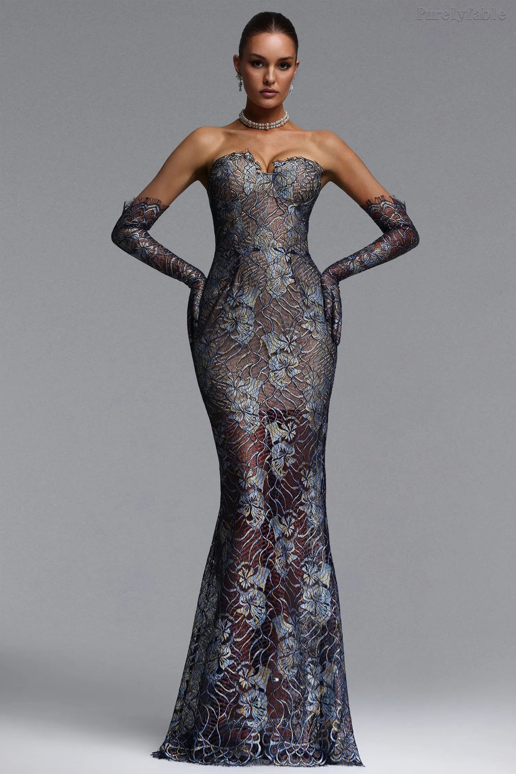 Ada Light Blue Backless Plunging Dress
