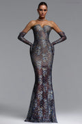 Ada Light Blue Backless Plunging Dress