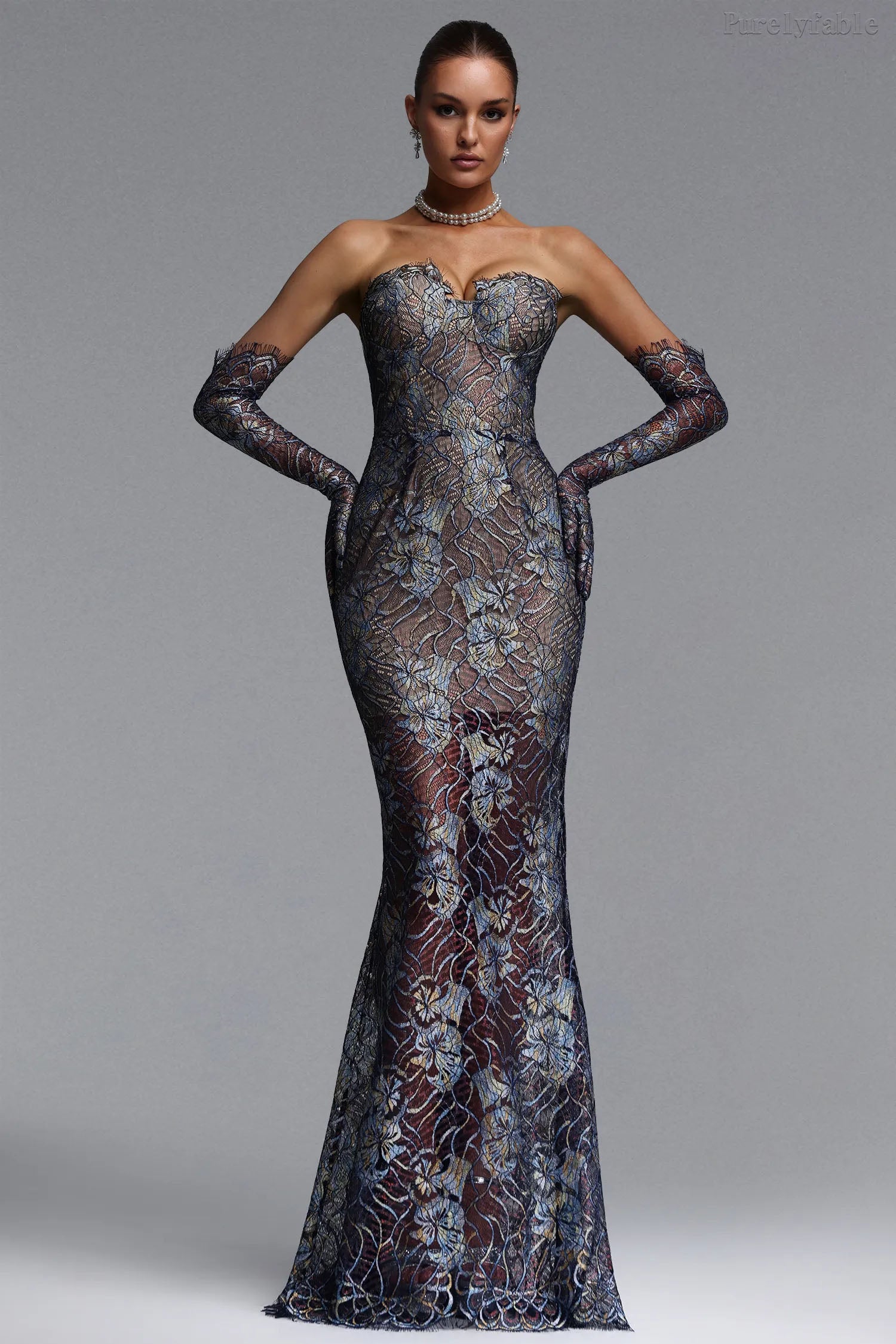 Ada Light Blue Backless Plunging Dress