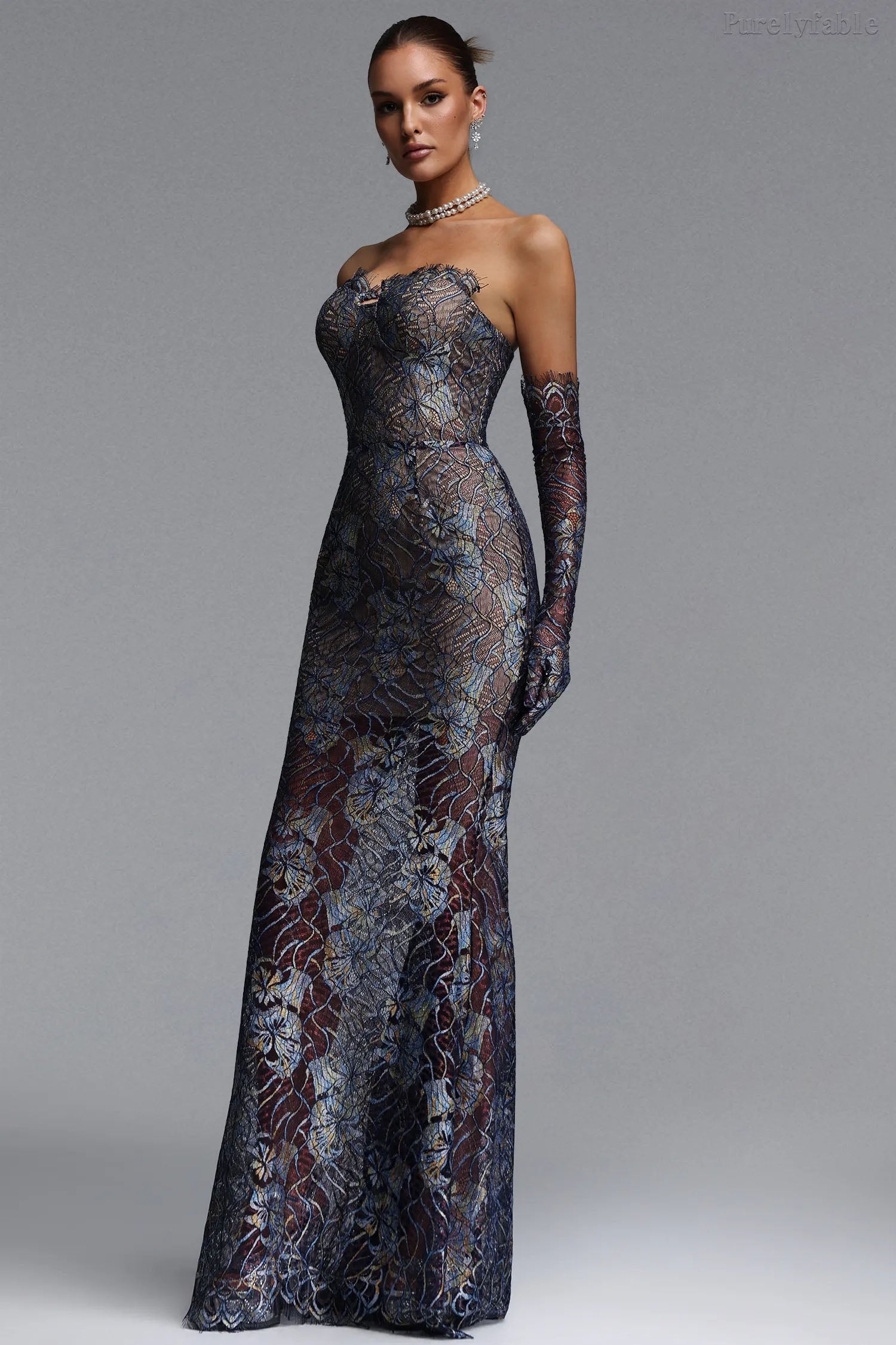Ada Light Blue Backless Plunging Dress