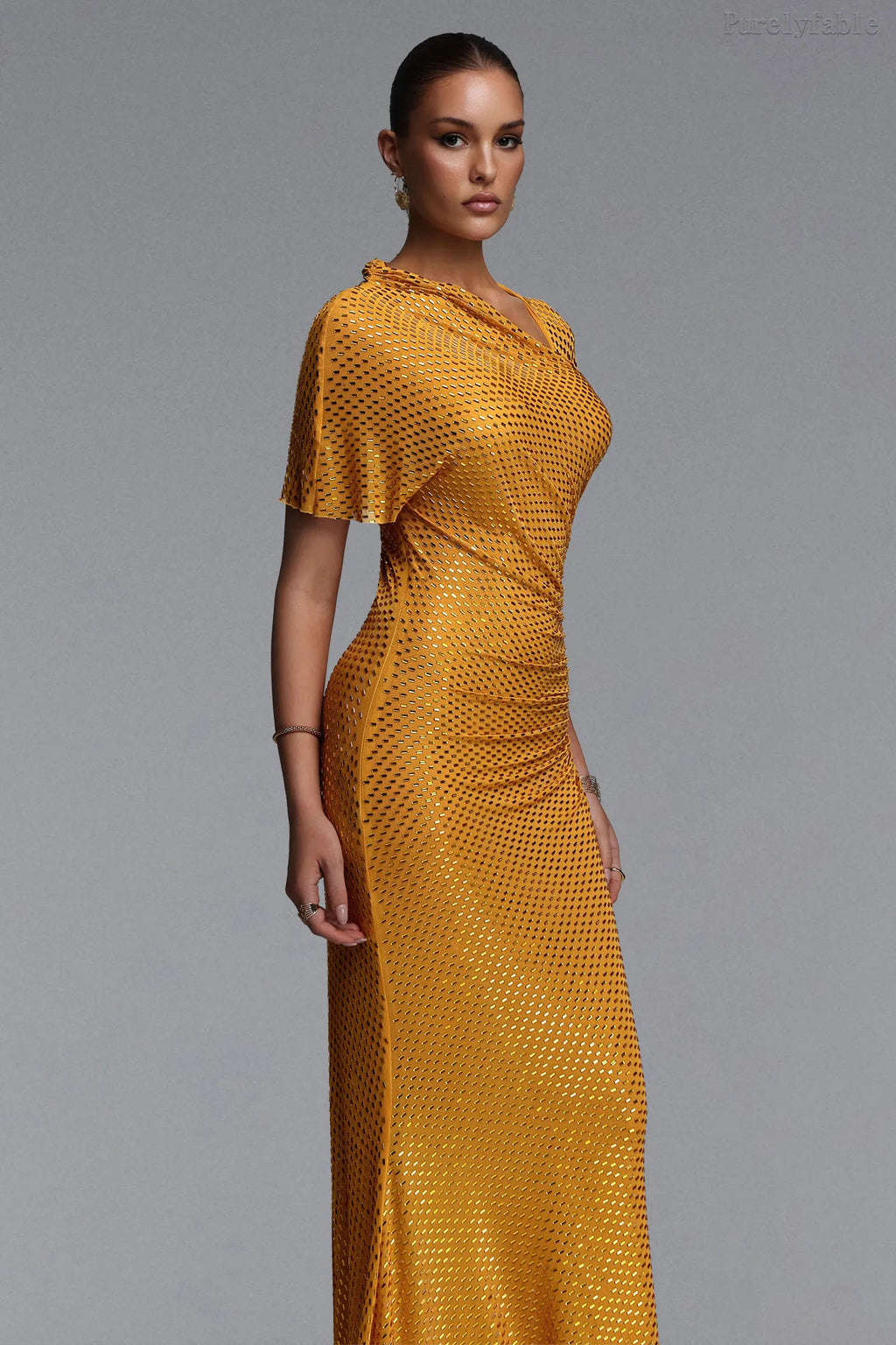 Maeve Yellow Short-sleevedFitted Dress