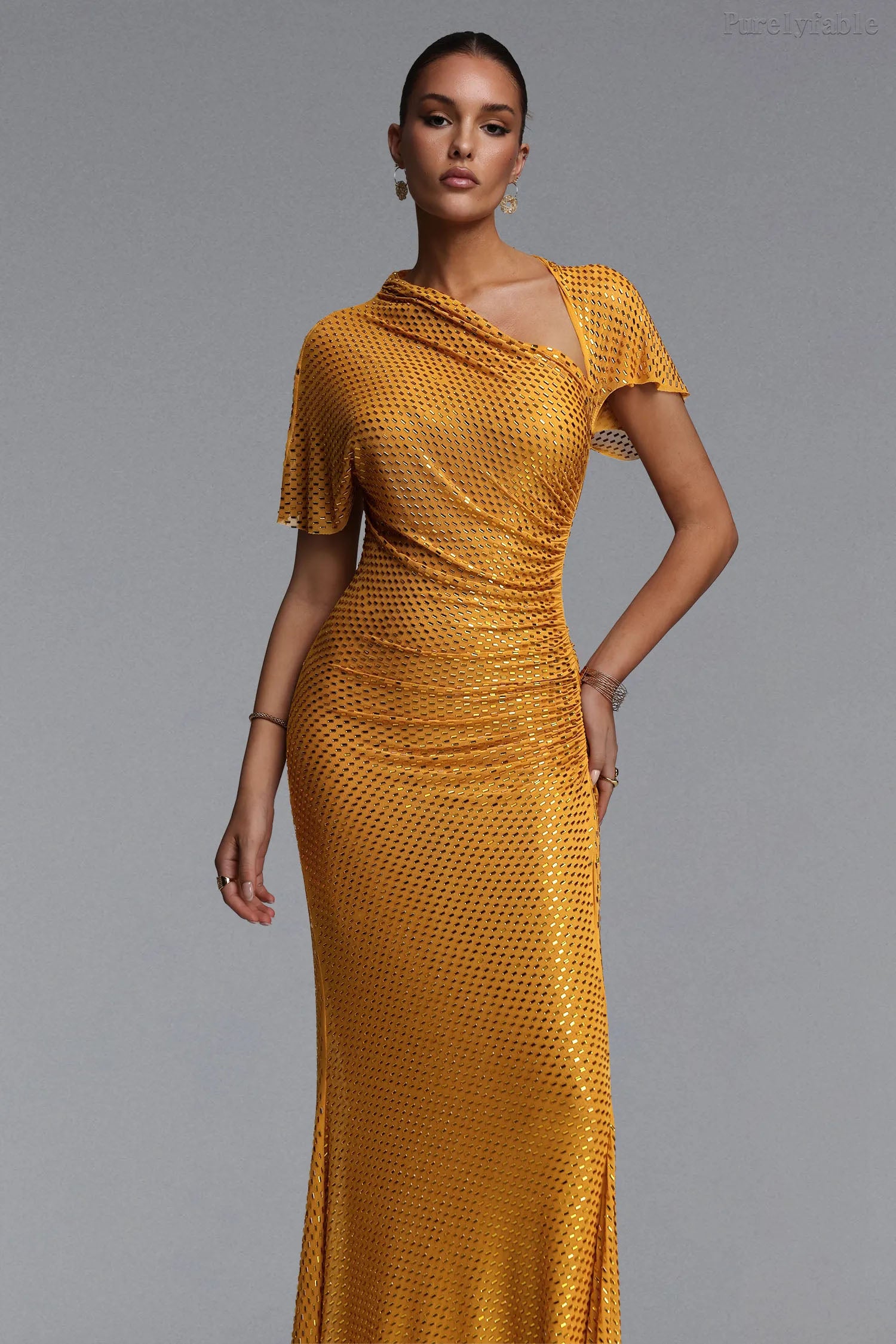Maeve Yellow Short-sleevedFitted Dress