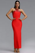 Clara Red Sleeveless Hhip Bandage Dress