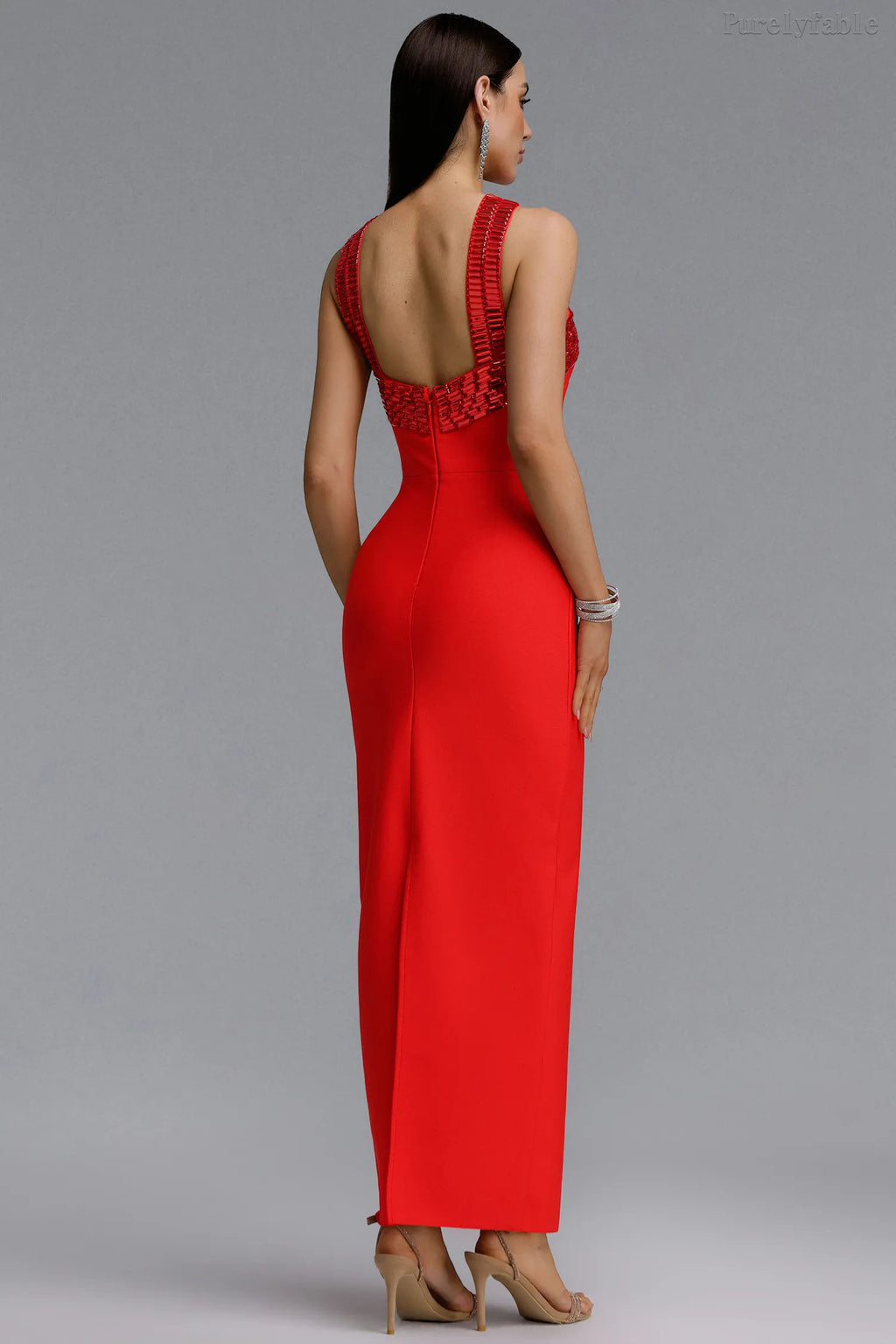 Clara Red Sleeveless Hhip Bandage Dress