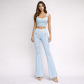 Julieta Blue Vest And Flared Pants Suit