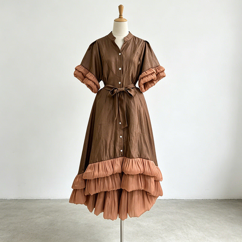 Azalea Brown Color-Block Dress