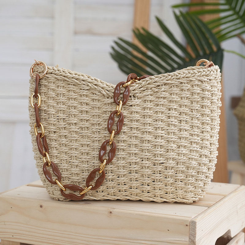 Off-White Straw Underarm Bag
