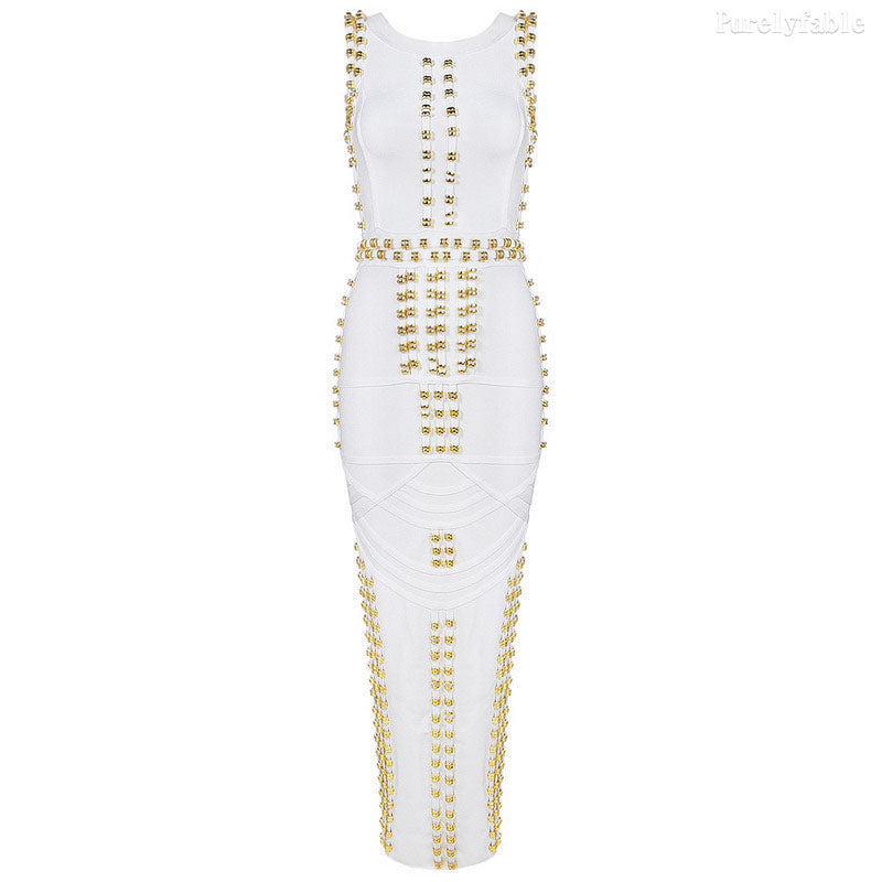 Anabella White Sleeveless Bandage Dress