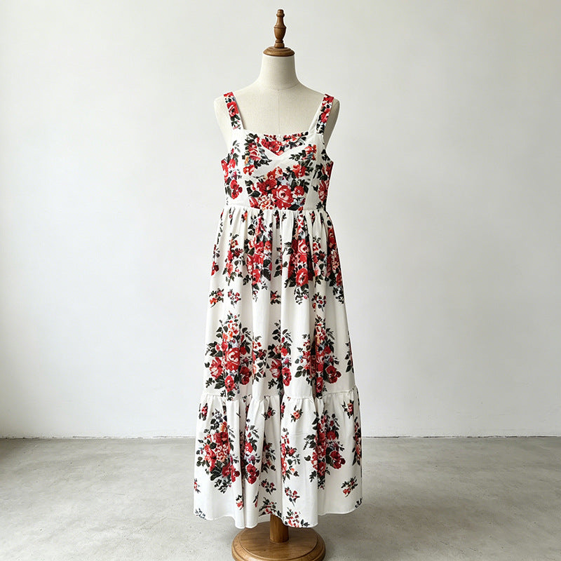 Katia Square-Neck Tie-Strap Printed Dress