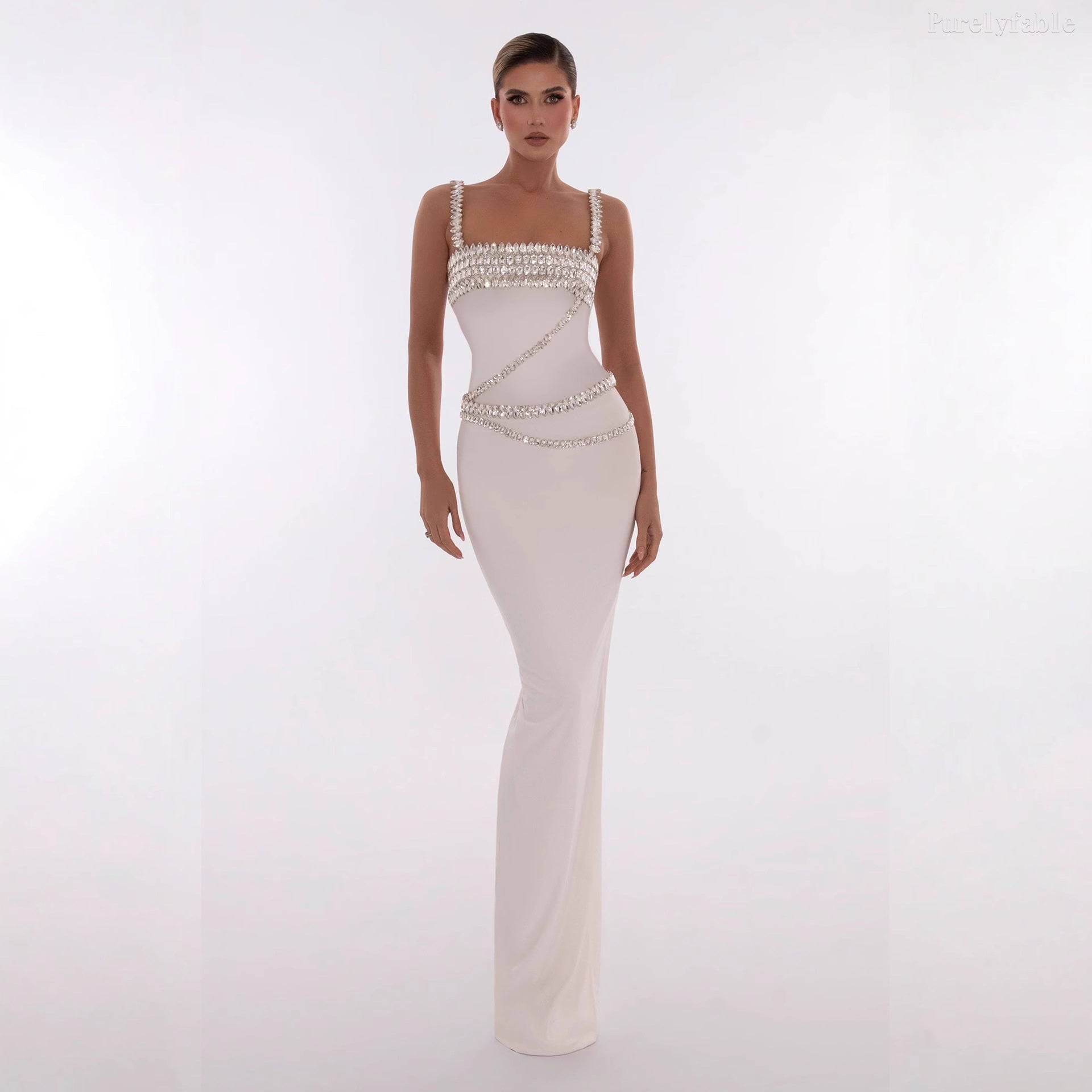 Davina White Strapless Fishtail Dress