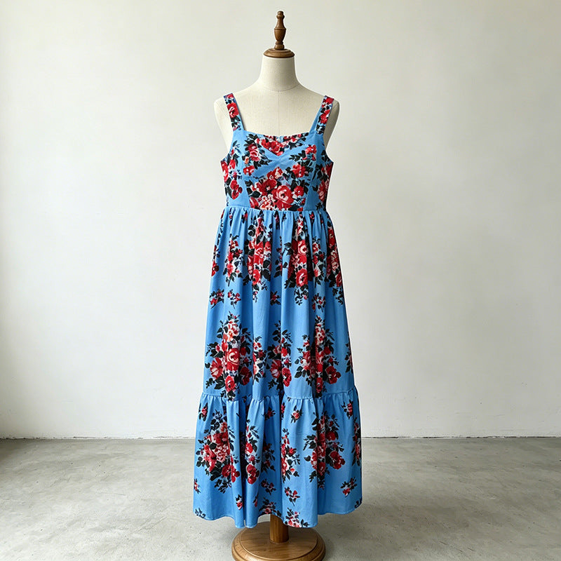 Katia Square-Neck Tie-Strap Printed Dress
