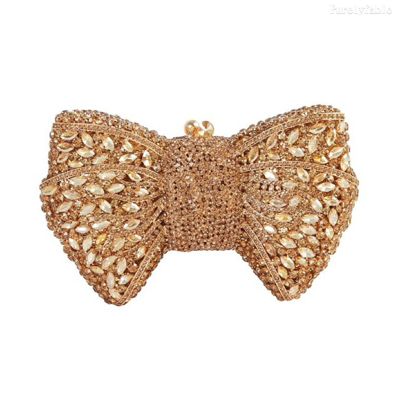 Golden Bottom and Diamond Bow Banquet Bag
