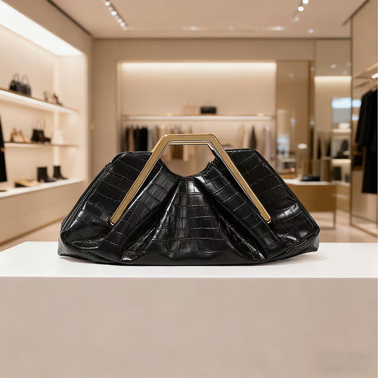 Brown Ruched Cloud Bag