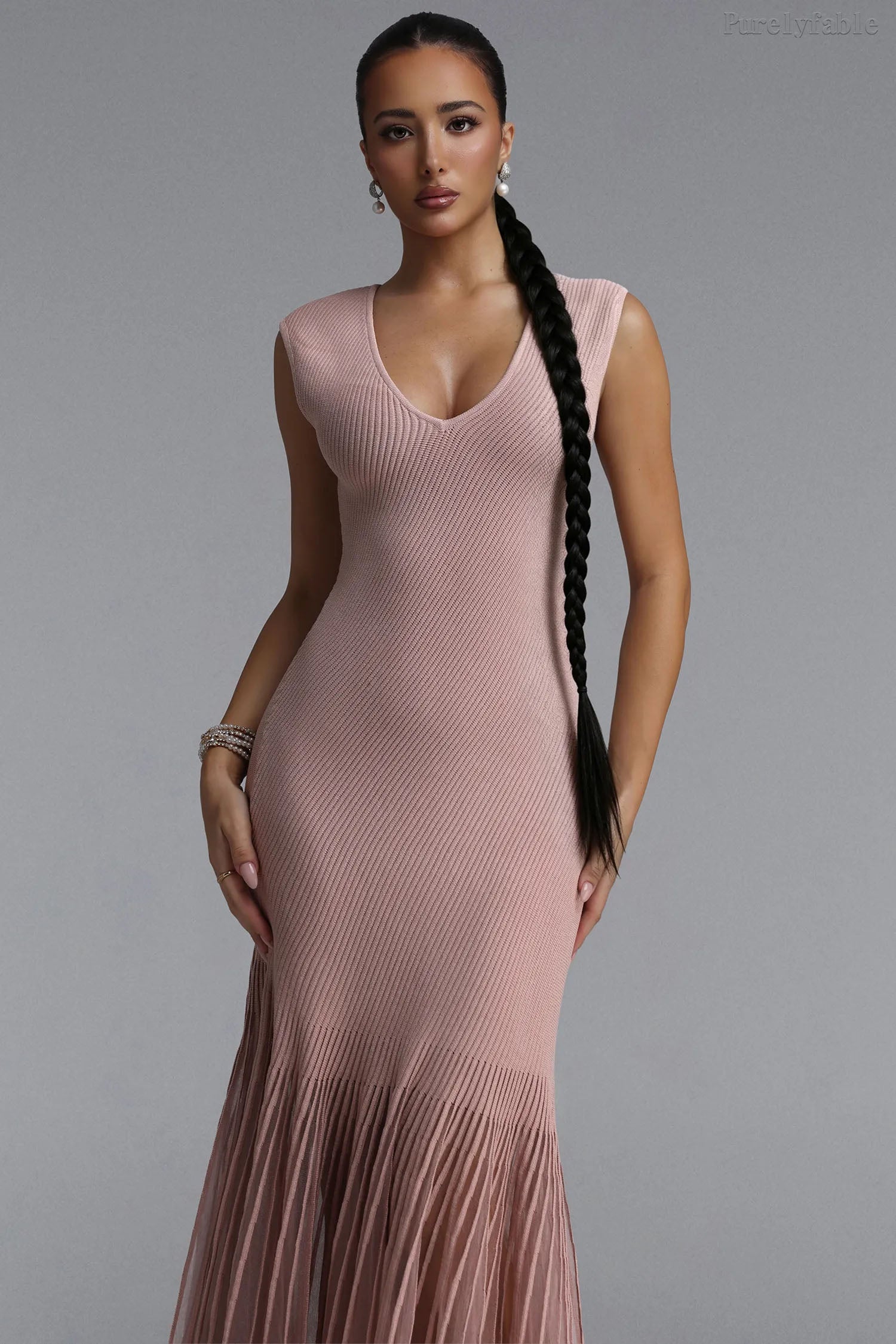 Audrey Pink Sleeveless Sexy Irregular Dress