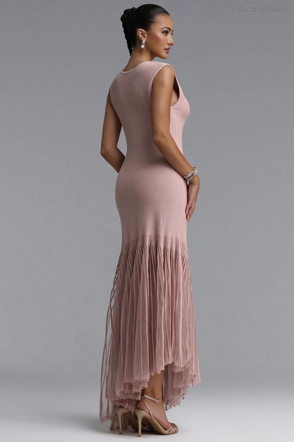 Audrey Pink Sleeveless Sexy Irregular Dress