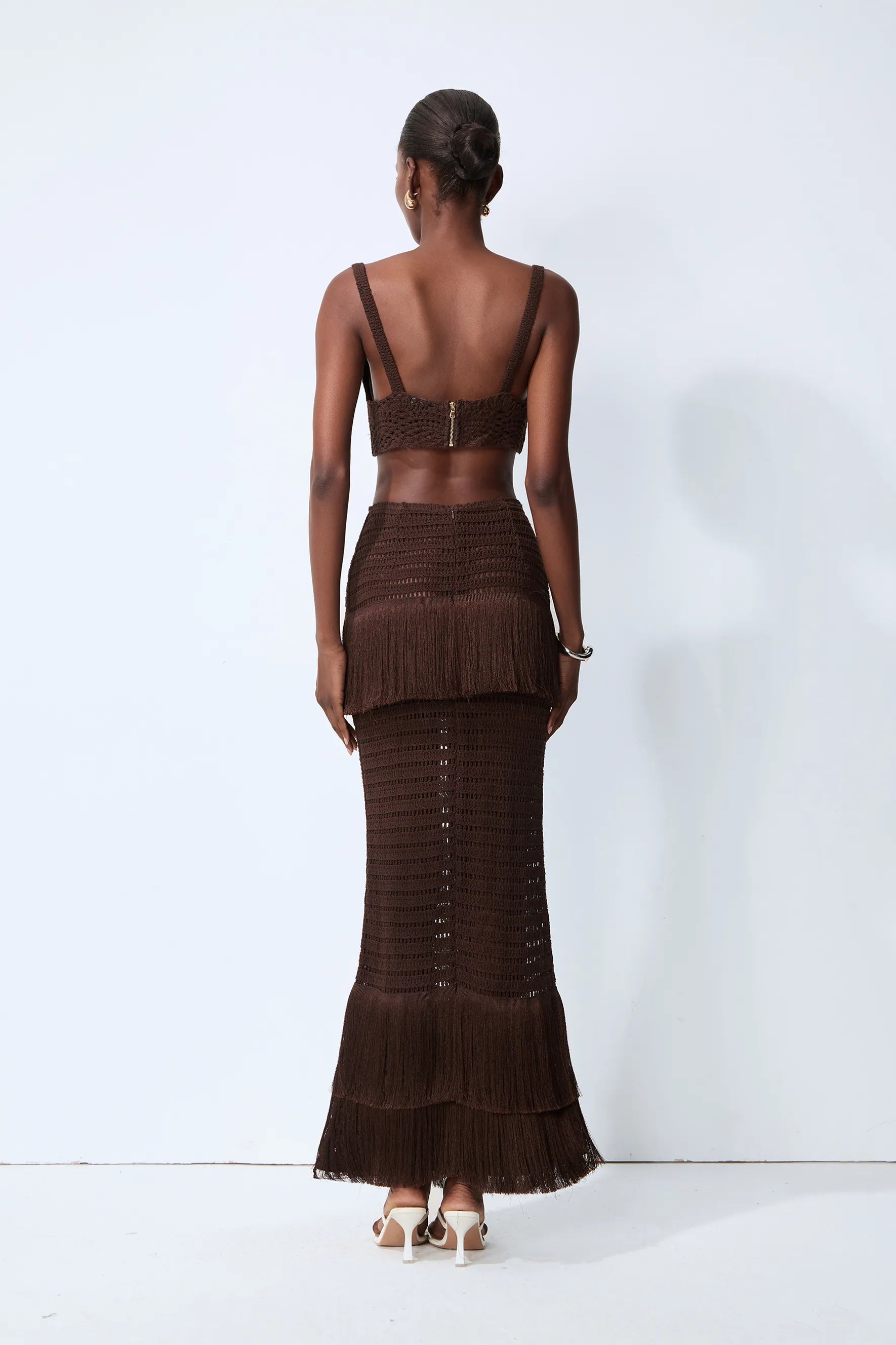 Coraline Brown Strappy Fishtail Dress Set