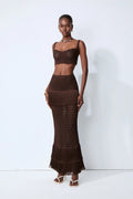 Coraline Brown Strappy Fishtail Dress Set