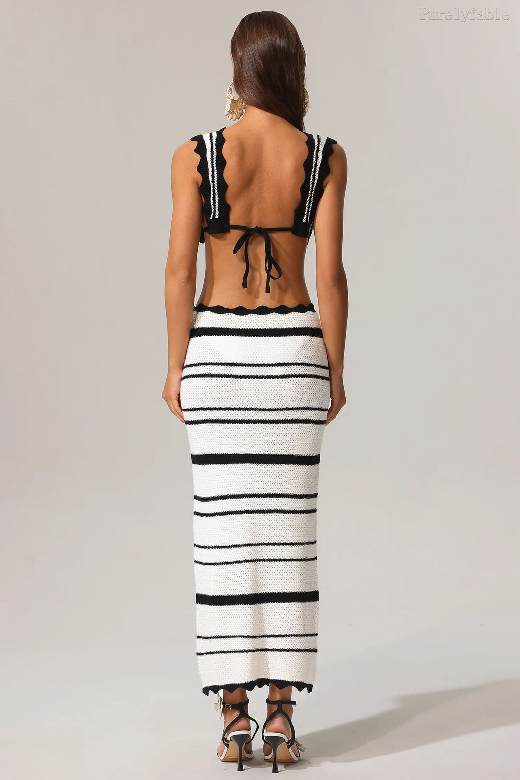 Iris White Suspender Chest Wrapped Top and Skirt Set