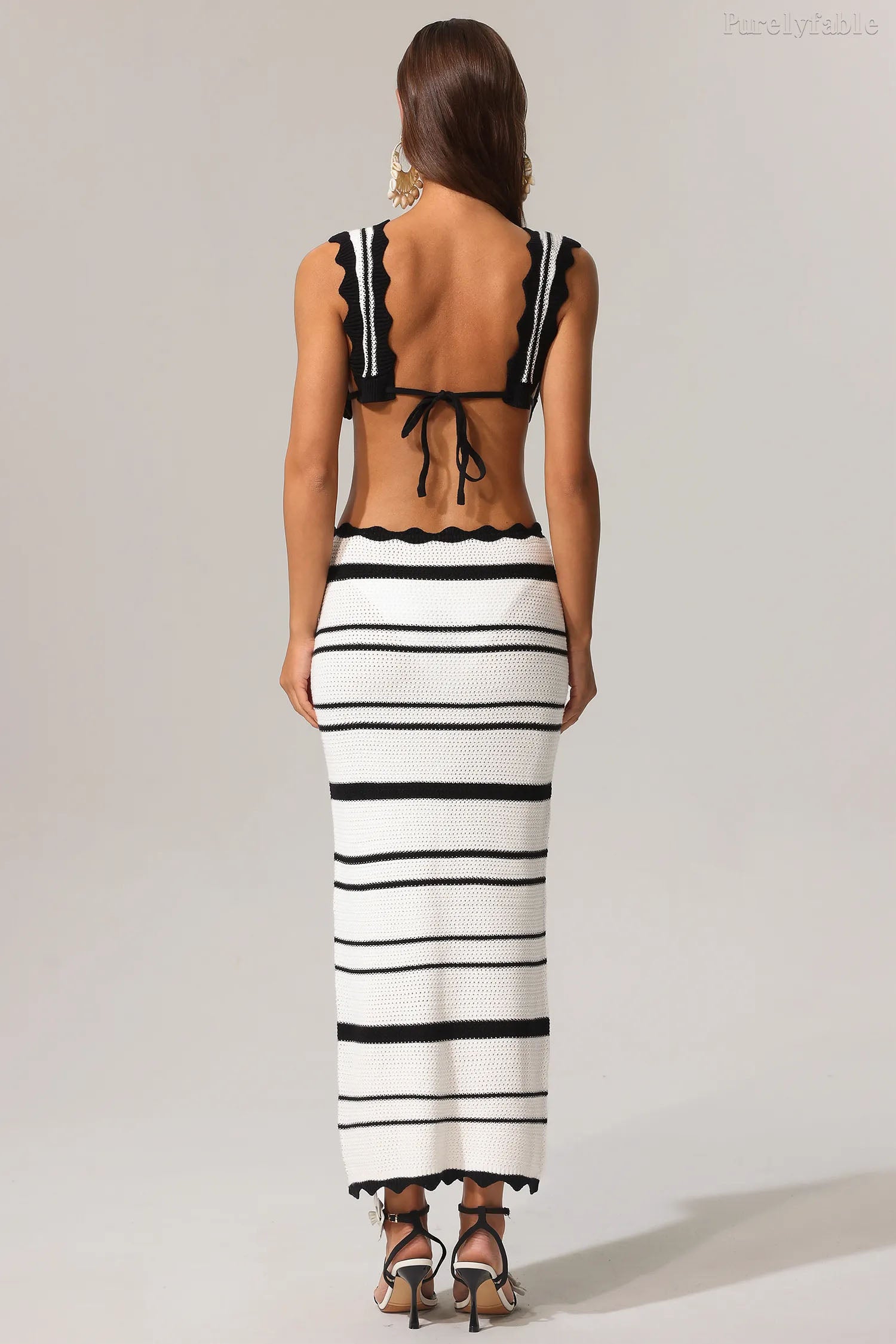 Iris White Suspender Chest Wrapped Top and Skirt Set
