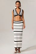 Iris White Suspender Chest Wrapped Top and Skirt Set
