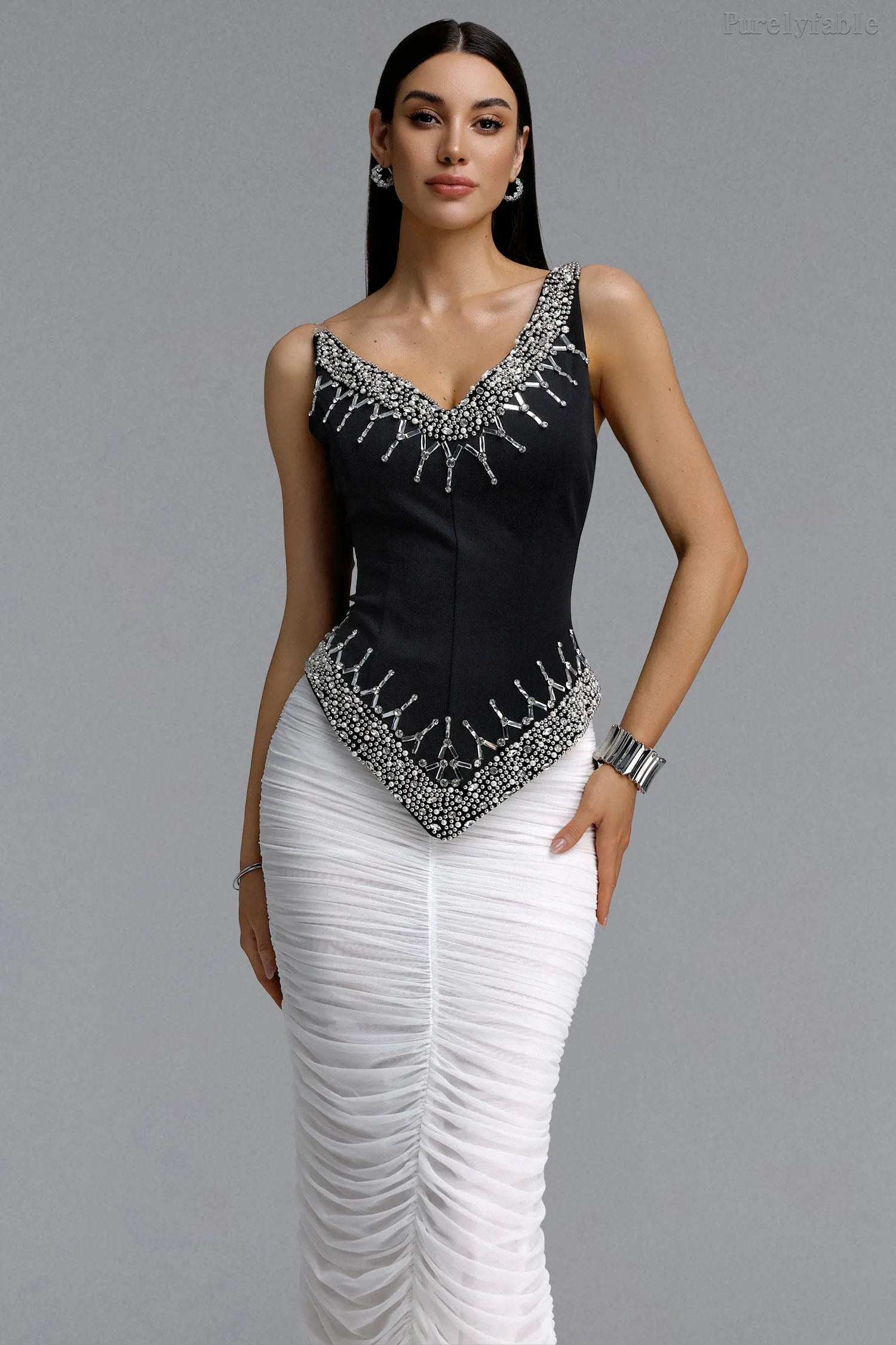Aleah Black Strapless and Hip Hugging Skirt Set