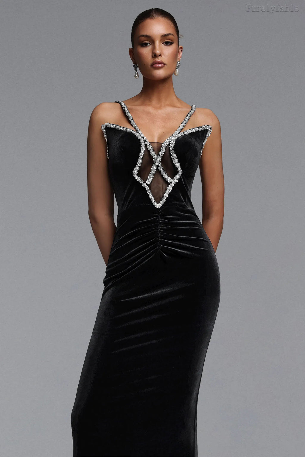 Josephine Black Fitted Halter-Neck Dress