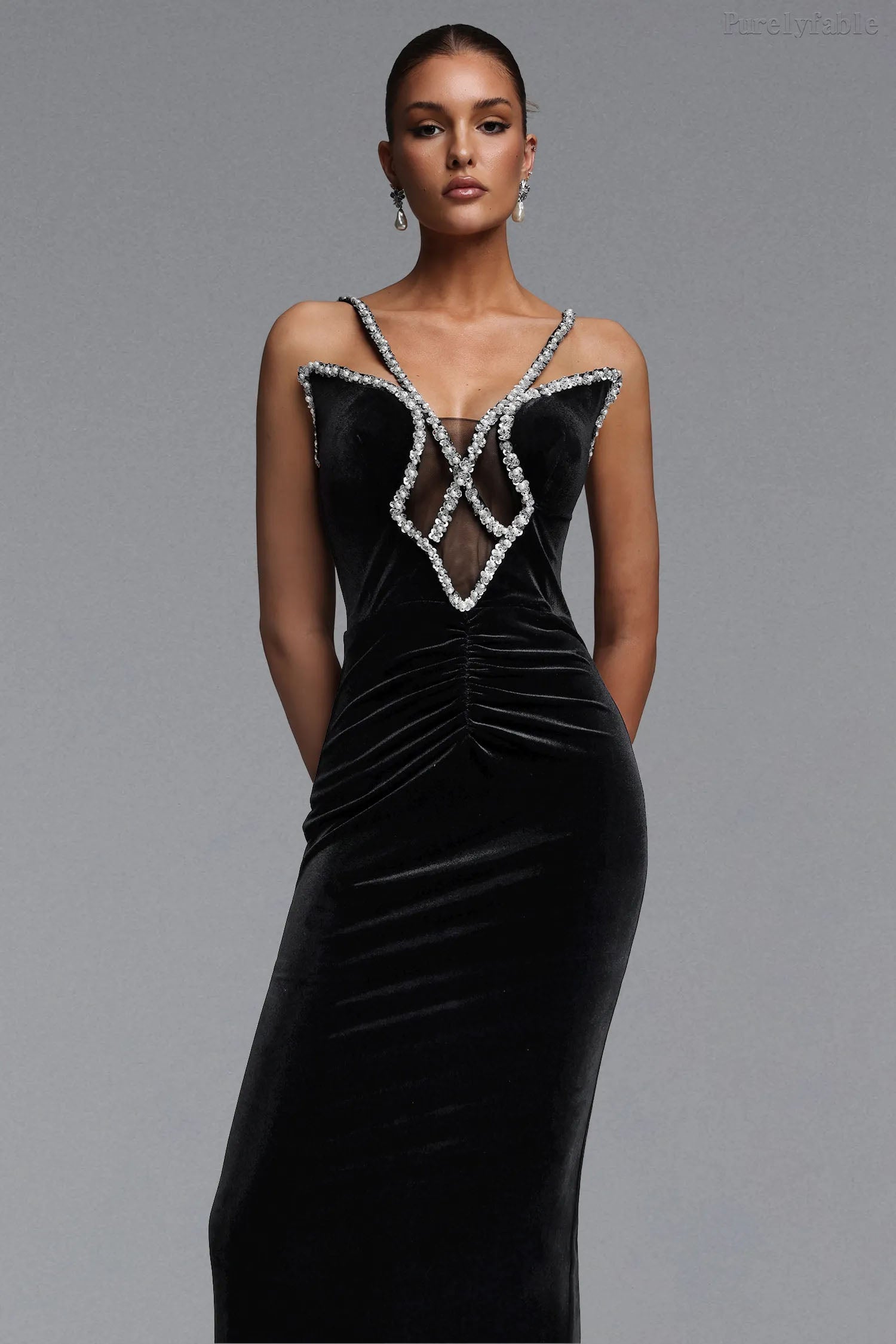 Josephine Black Fitted Halter-Neck Dress