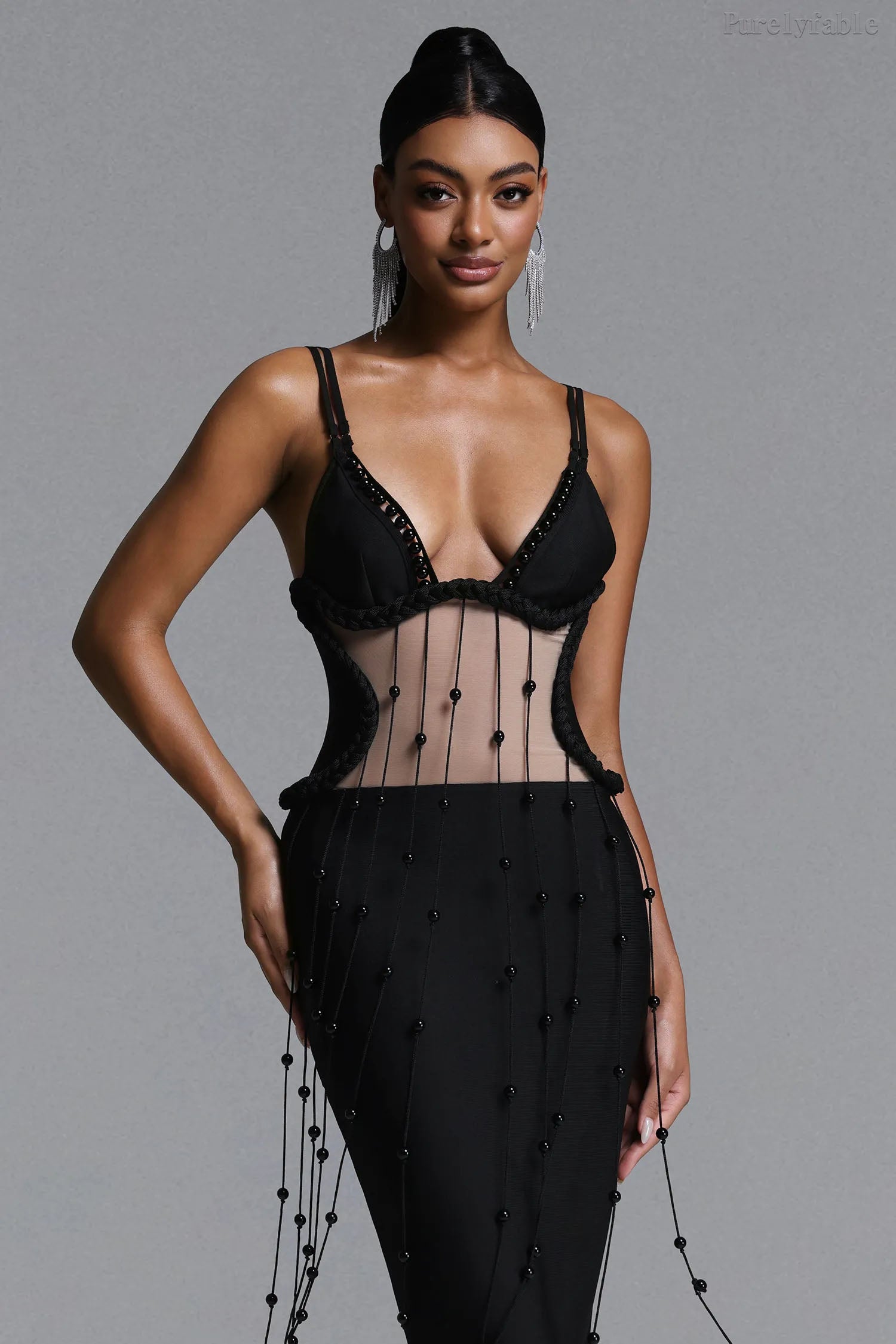 Zoe Black Backless Fringed Dress