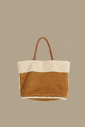 Faux Lamb Wool Suede Fabric Tote Bag