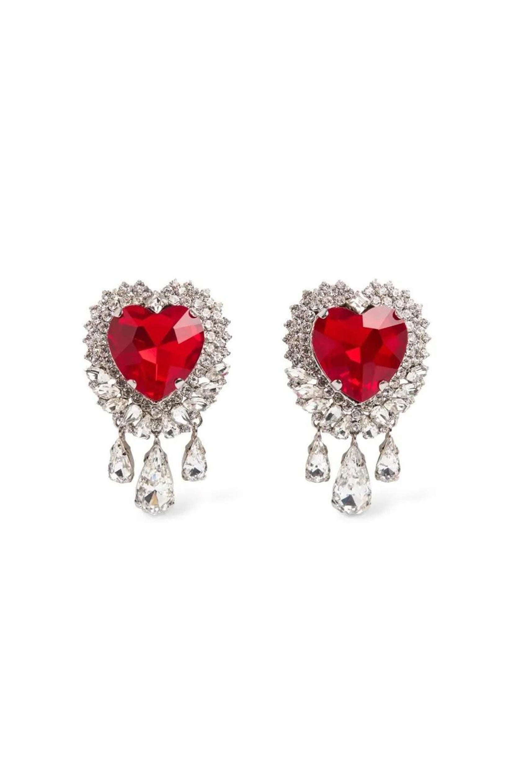 Heart Shape Rhinestone Teardrop Drop Earrings