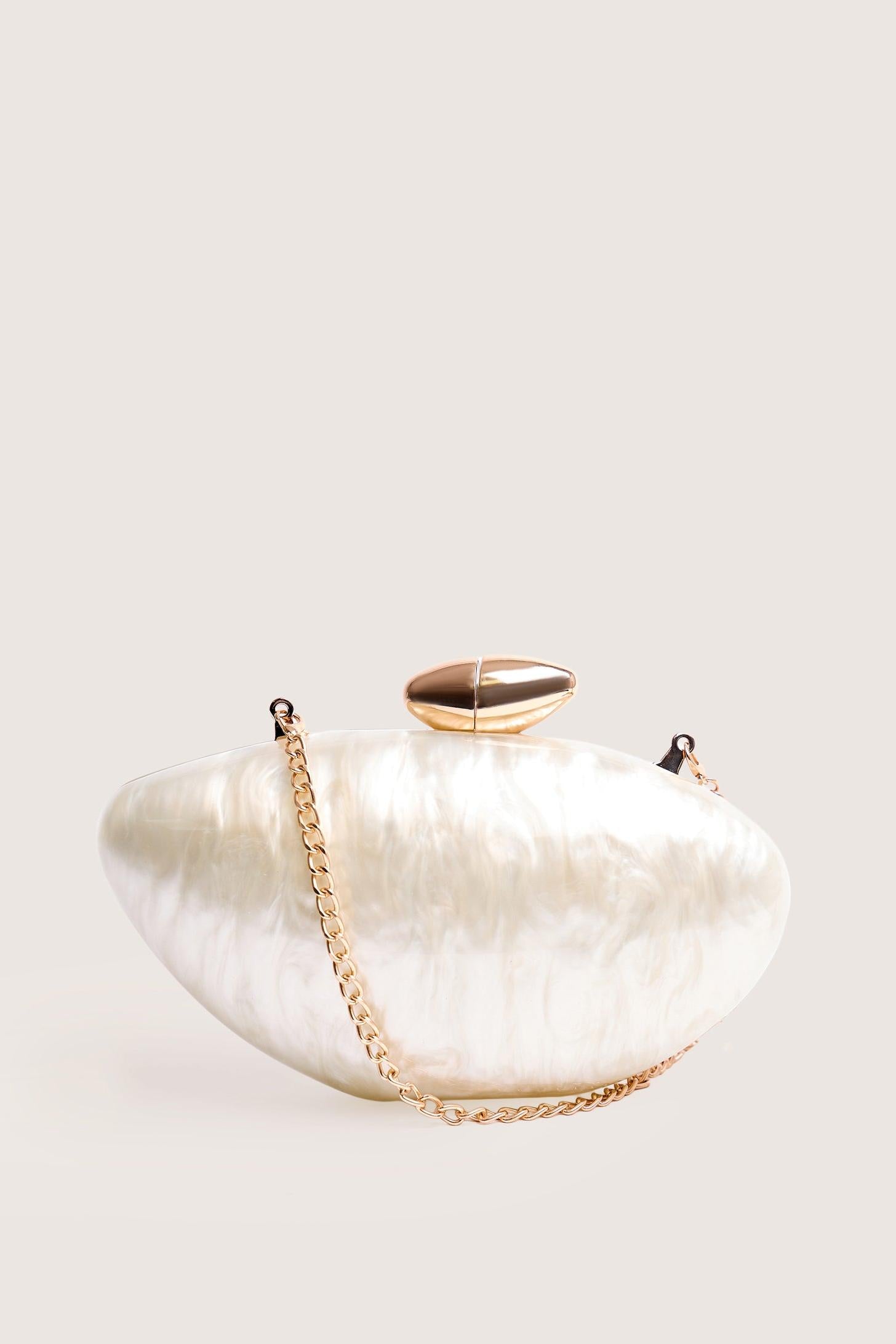 Acrylic Metal Button Clutch Bag