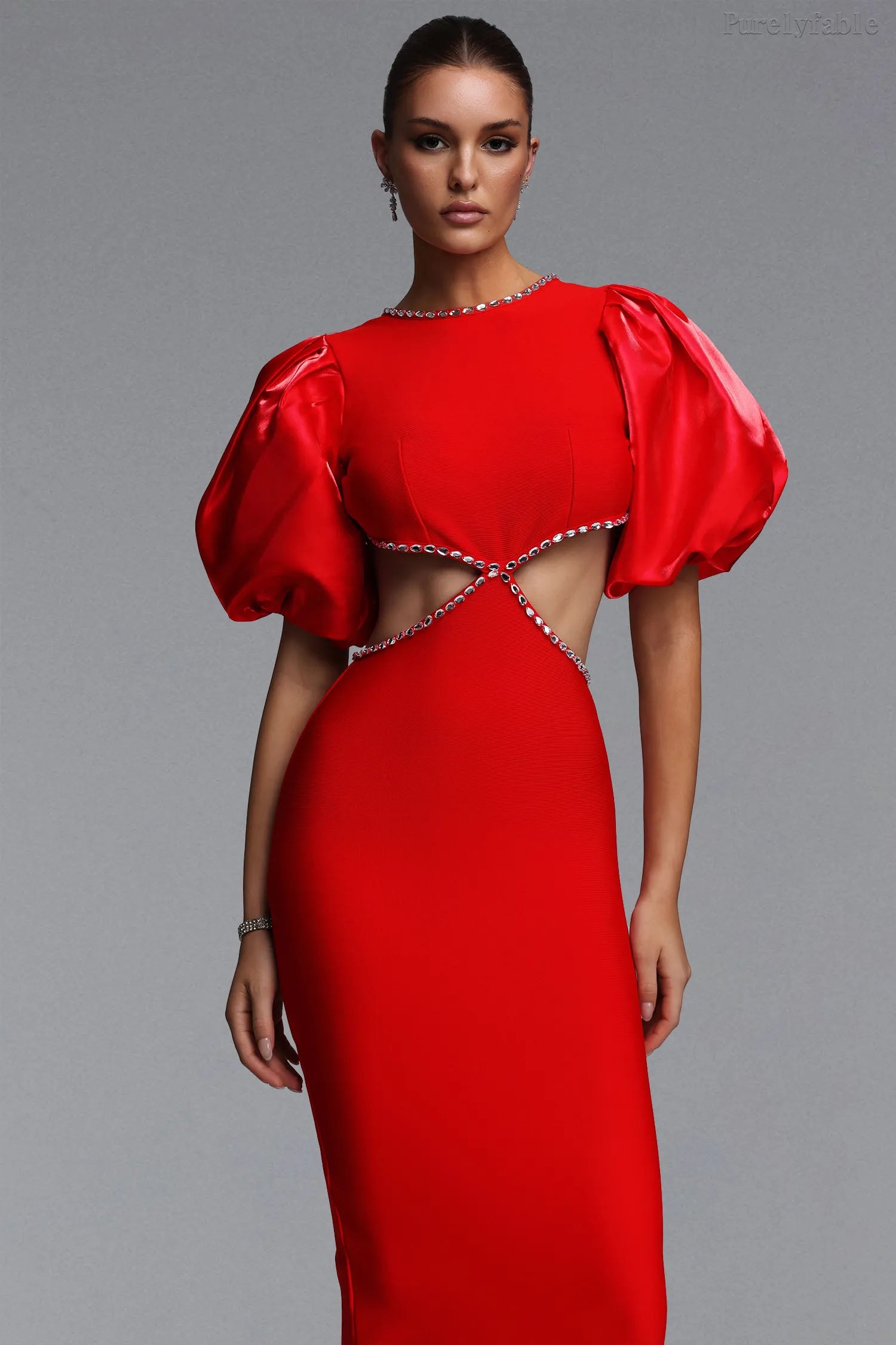 Danica Red High-Waisted Backless Dress