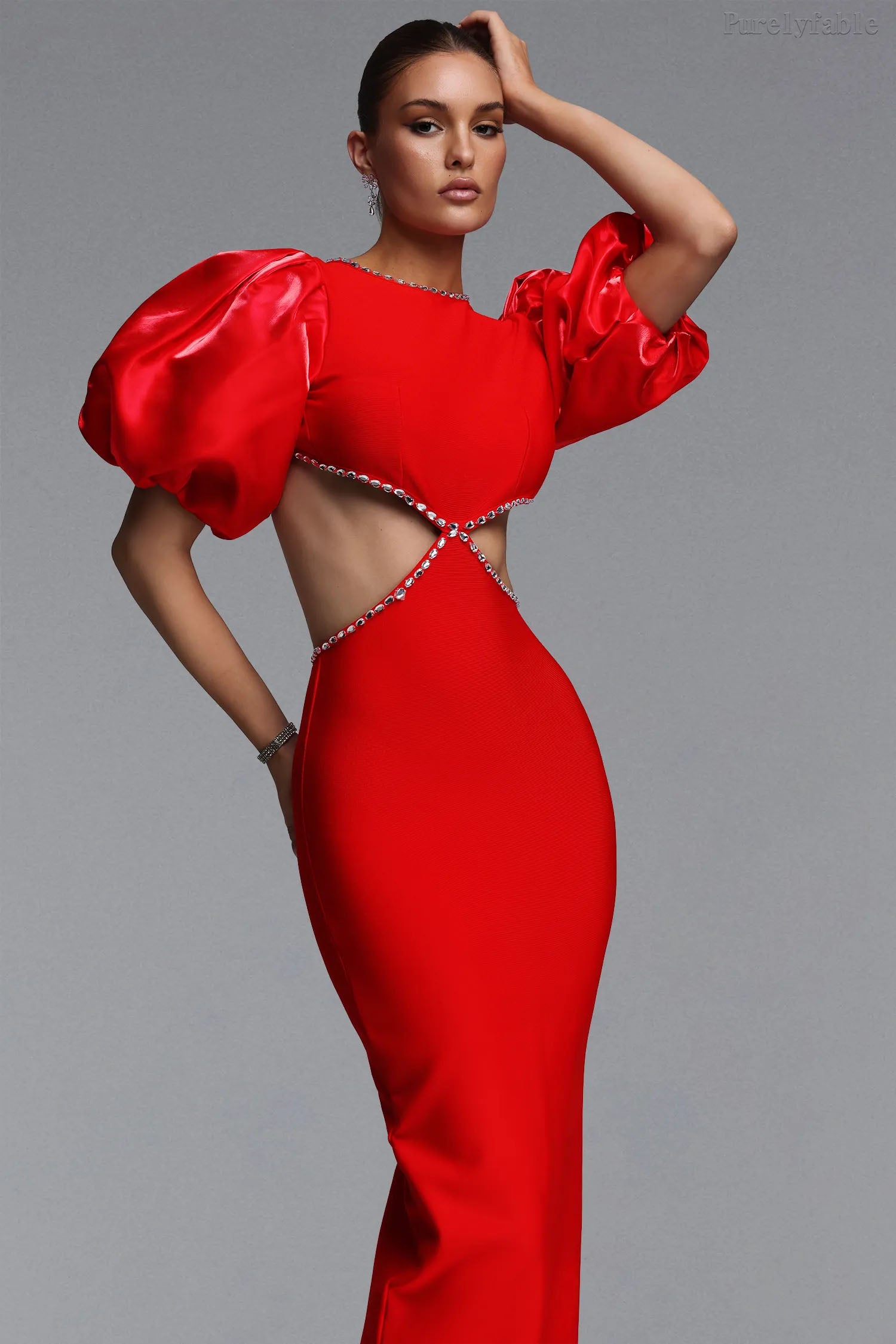 Danica Red High-Waisted Backless Dress