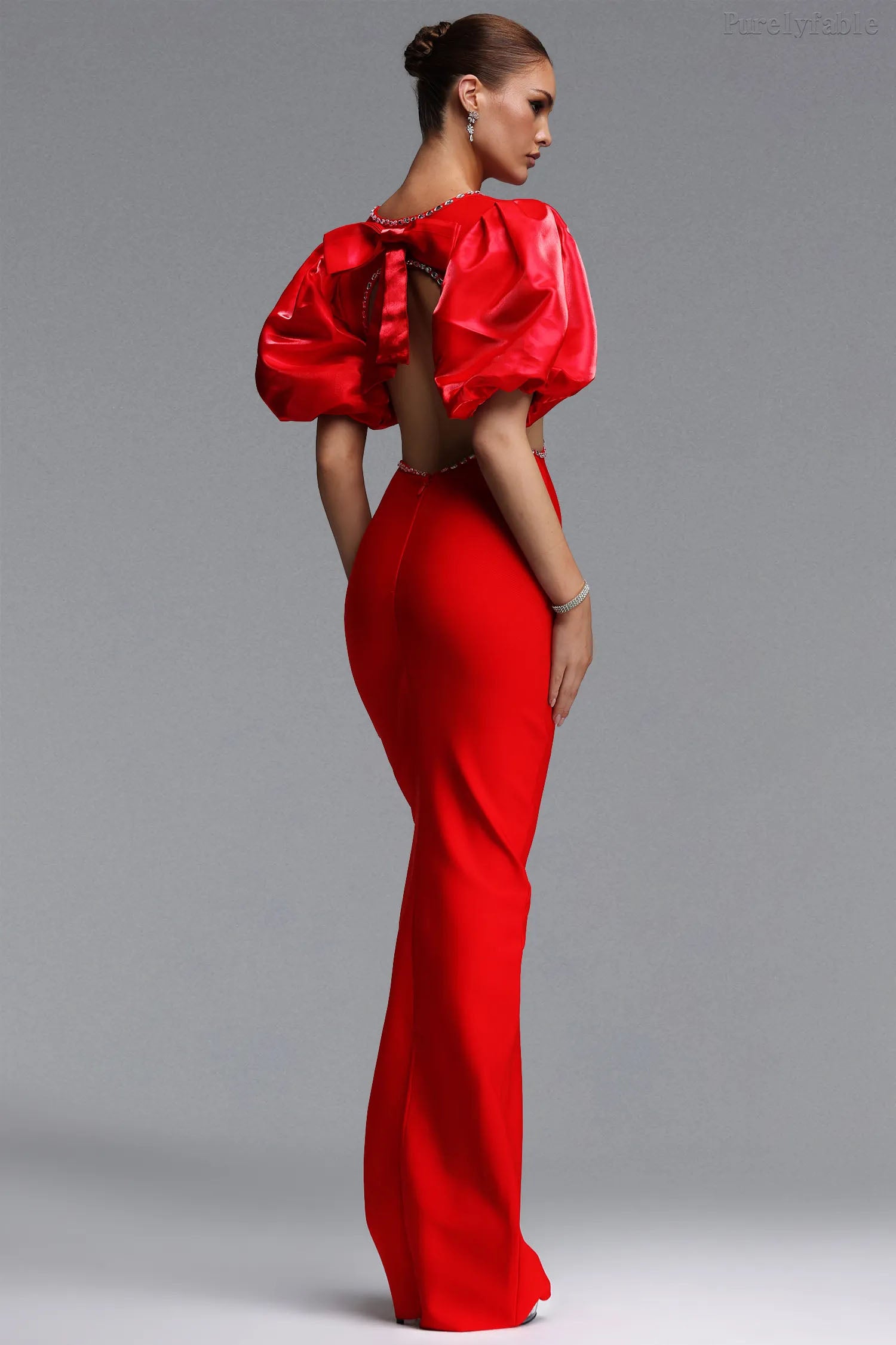Danica Red High-Waisted Backless Dress