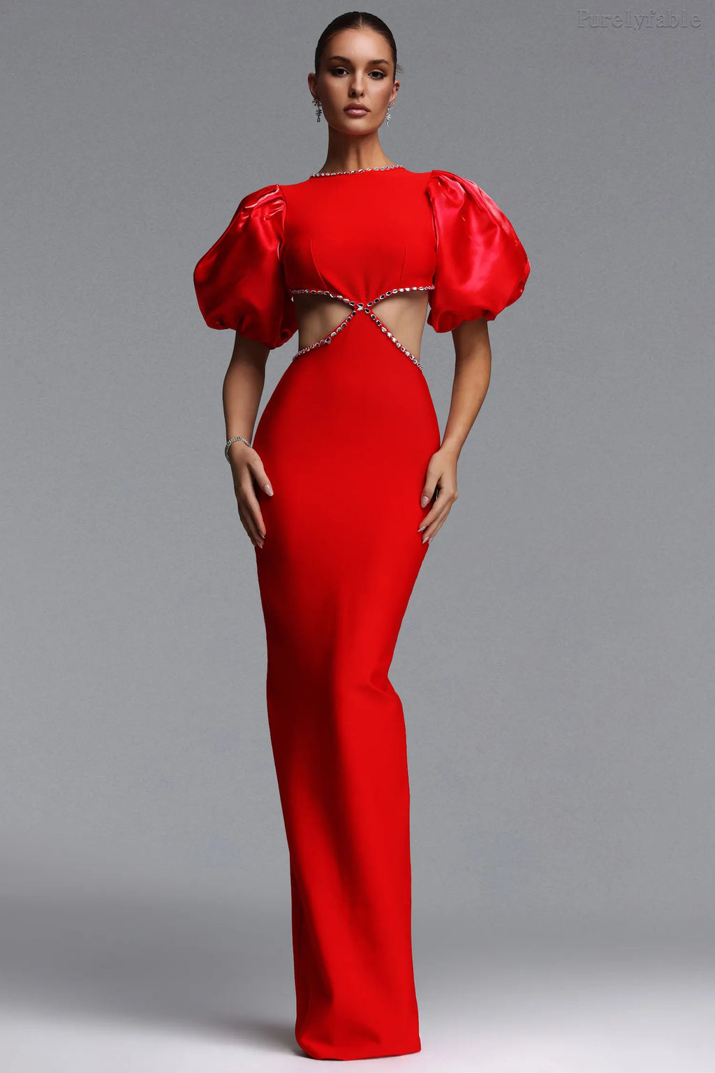 Danica Red High-Waisted Backless Dress
