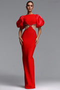 Danica Red High-Waisted Backless Dress