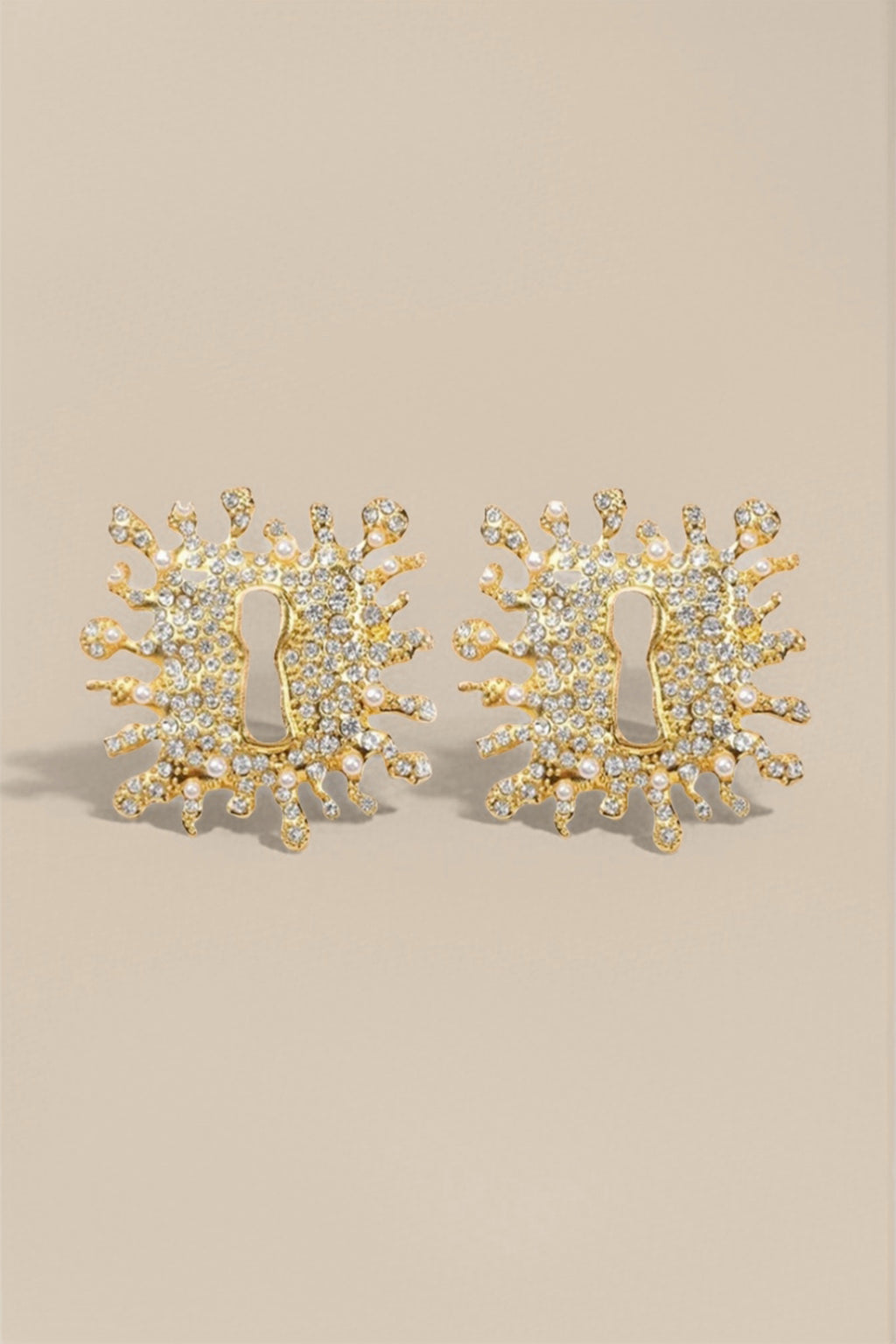 Crystal Embellished Keyhole Earrings