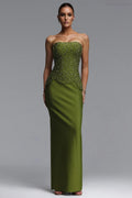 Maeve Matcha Green Plunging Bandeau Dress Set