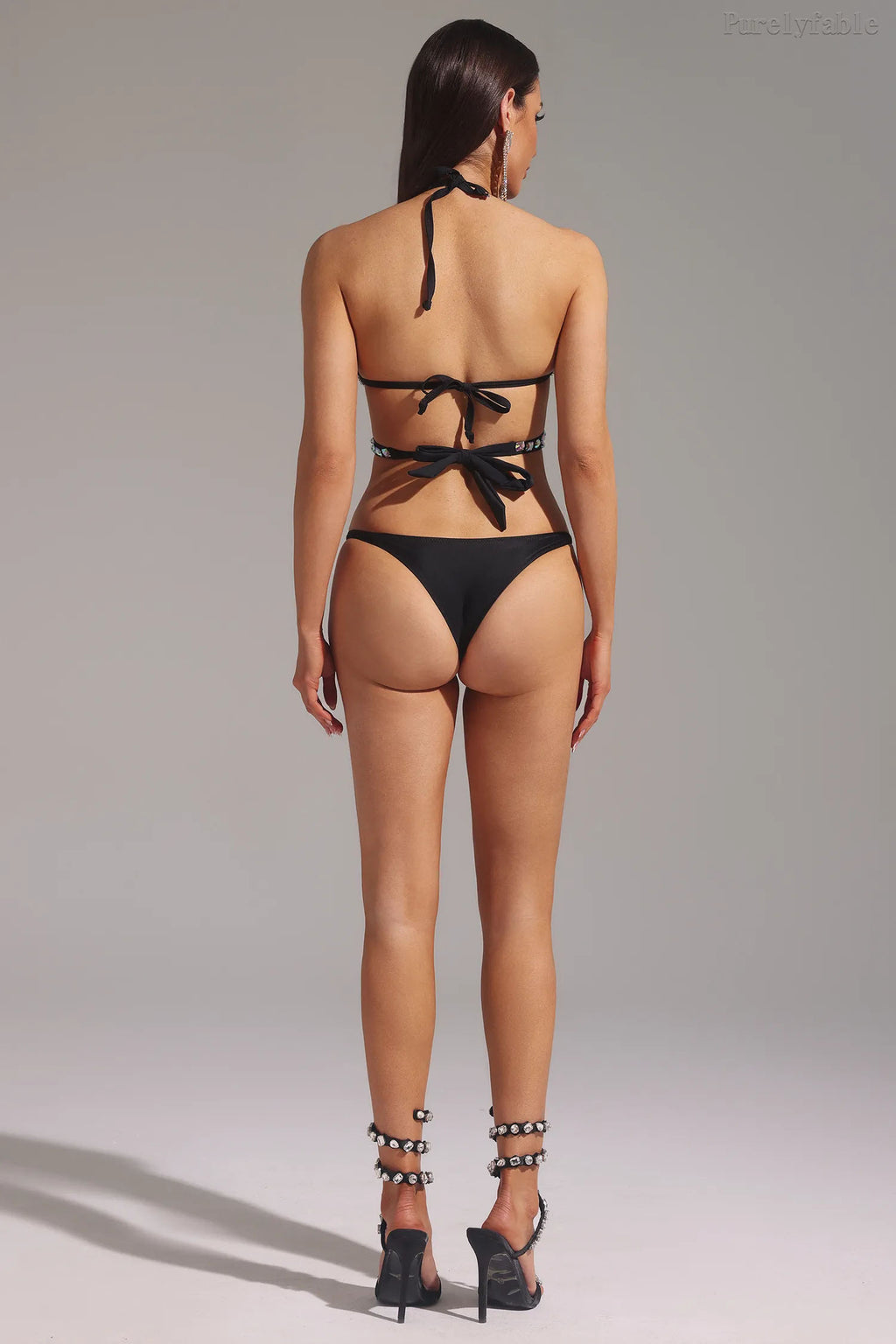Everly Black Diamond Chain Bikini One-Piece Swimwear