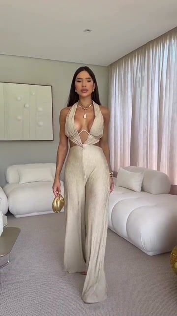 Brooklyn Off-White Deep V Jumpsuit
