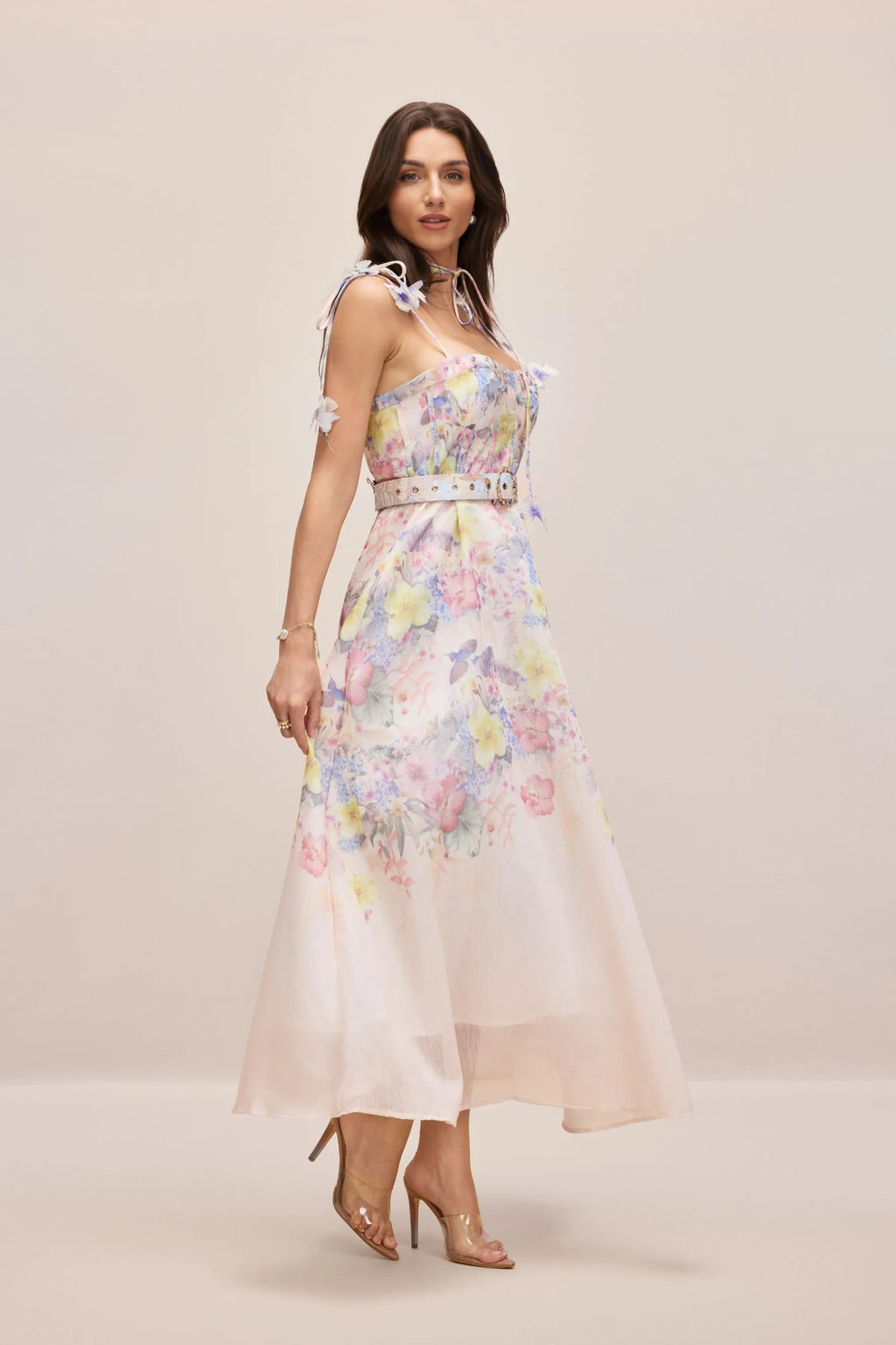 Lilith Pink Floral Print Slip Dress