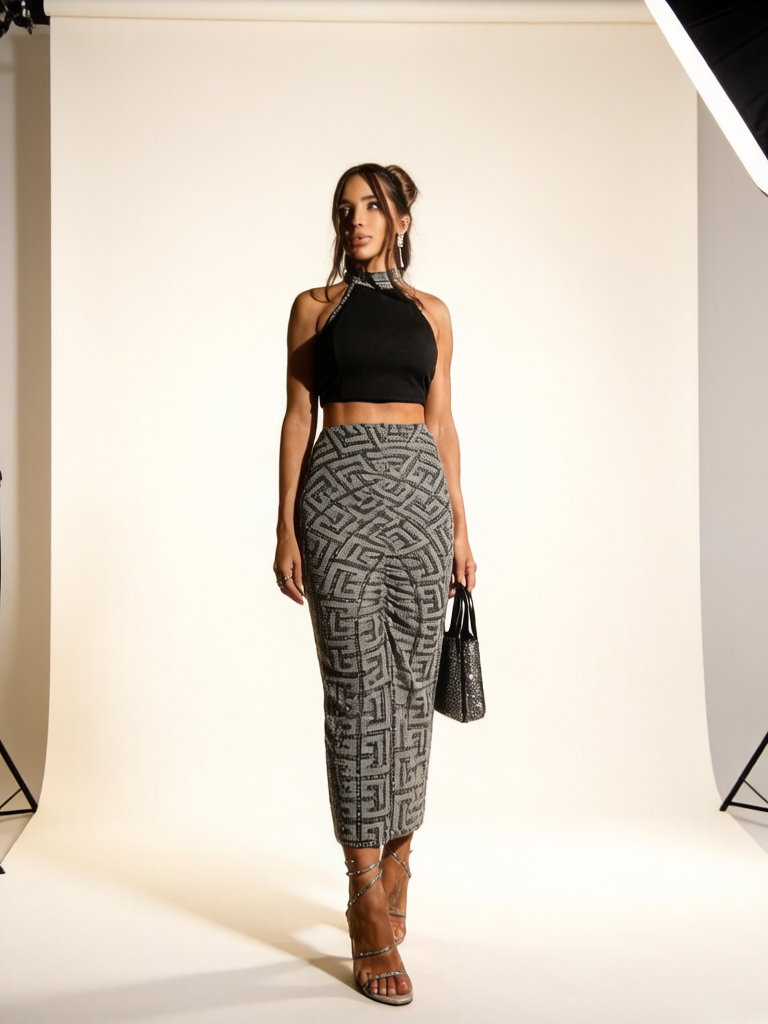 Acacia Grey Fitted Fishtail Skirt Suit