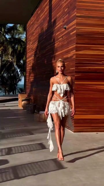 Adelina White Ribbon Short Skirt Two-Piece Set