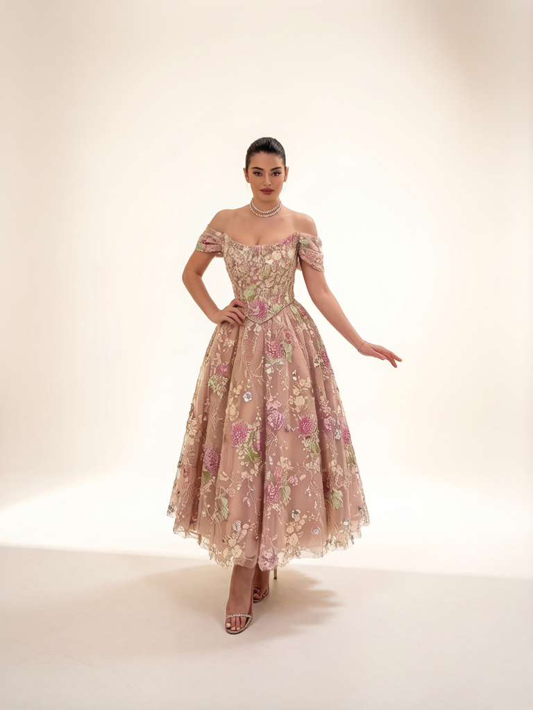Brynn Pink Sequined Maxi Dress