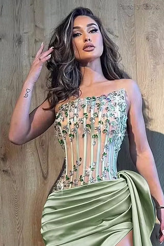 Bianca Green Open-Back Bodycon Dress